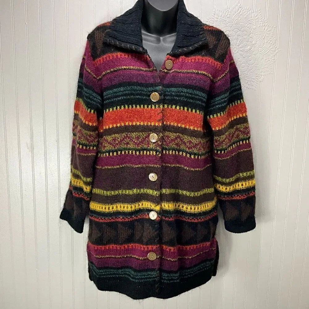 SUSAN BRISTOL LTD Wool Angora Blend Long Cardigan